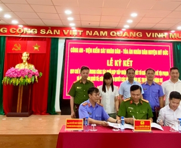 Lễ ký kết Quy chế phối hợp liên ngành Công an – Viện kiểm sát – Tòa án nhân...